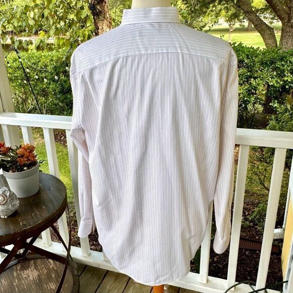 Eton Cream Dress Shirt with double red stripes. Size 43/US 17. - Picture 4 of 8